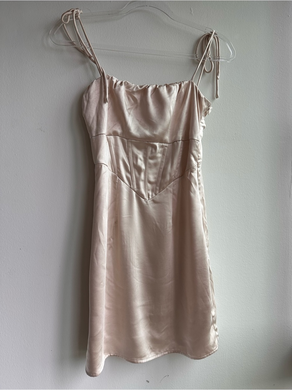 Princess Polly Silky Champagne Slip Dress with Tie Straps